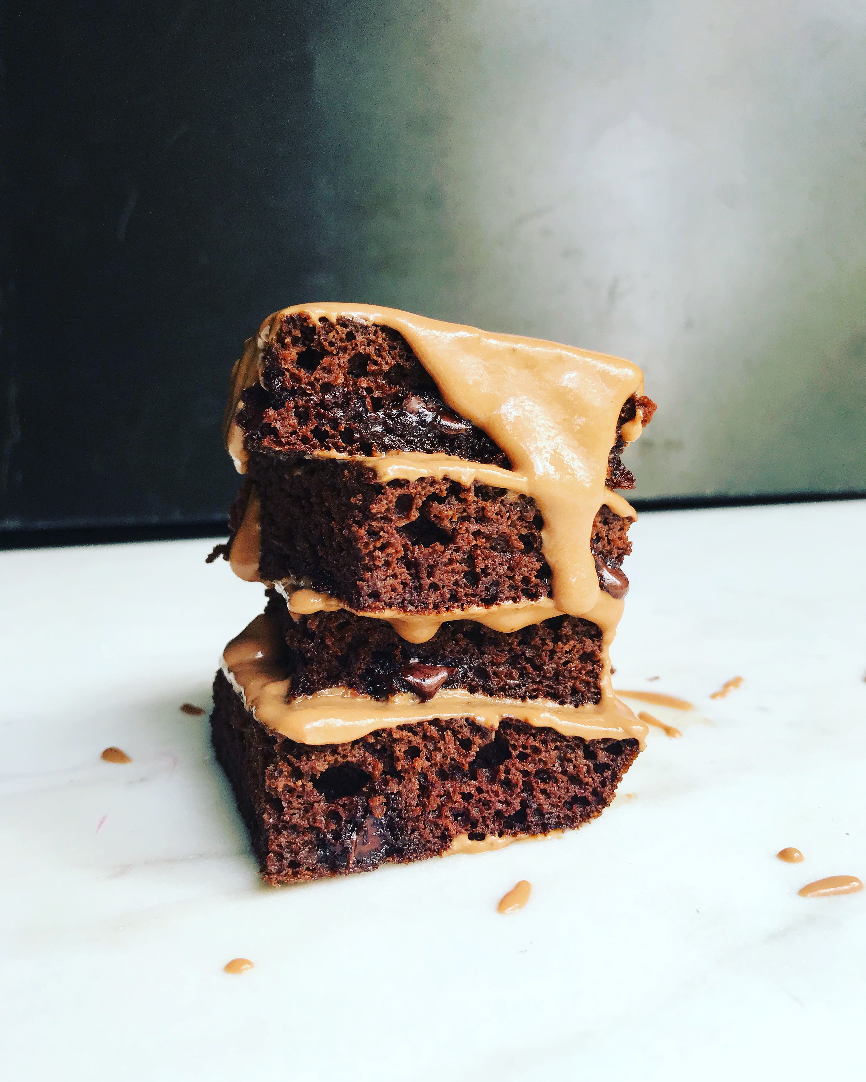 vegan gluten free brownie recipe-with-tahini-frosting